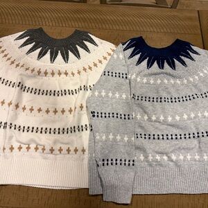 2 Banana Republic Fair Isle Blue/Gray and Cream/Gray Sweaters